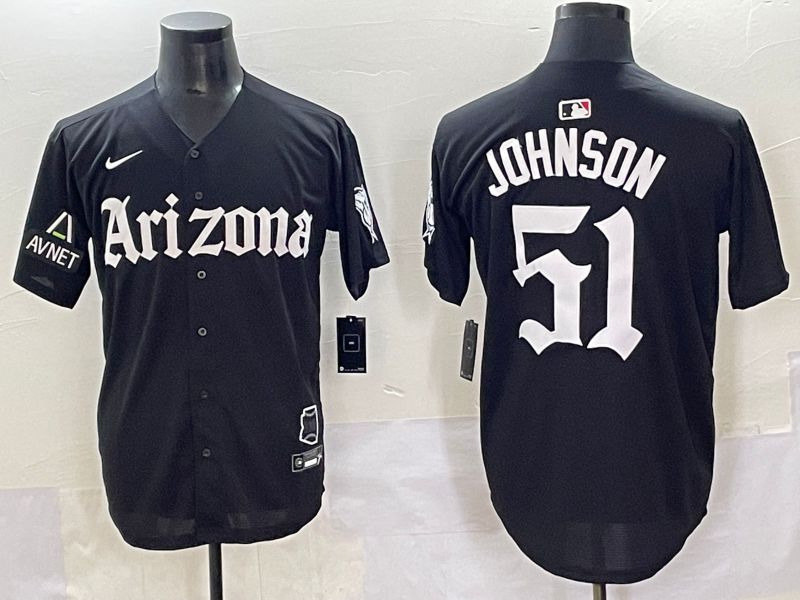 Men 2025 Arizona Diamondback #51 Johnson Black Five generations Joint Name Nike MLB Jersey style 3->arizona diamondback->MLB Jersey